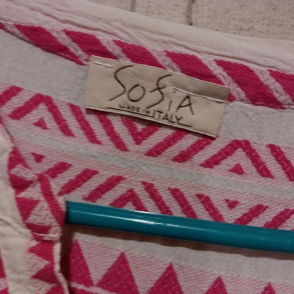 Sofia Made In Italy Handmade Mini Dress In Color White And Pink - Picture 3 of 5